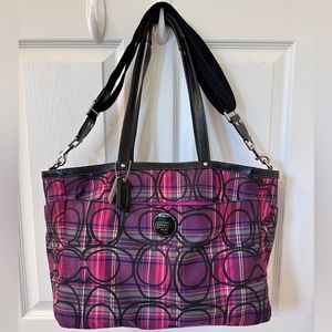 Coach Poppy Tartan Diaper/Tote Bag